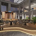 Lively Commercial Street With Outdoor Seating Green Plants Boutique Shops And Warm Ambient Lighting