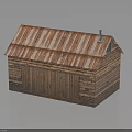 Rustic Wooden Barn Structure With Rusty Corrugated Metal Roof And Wooden Door