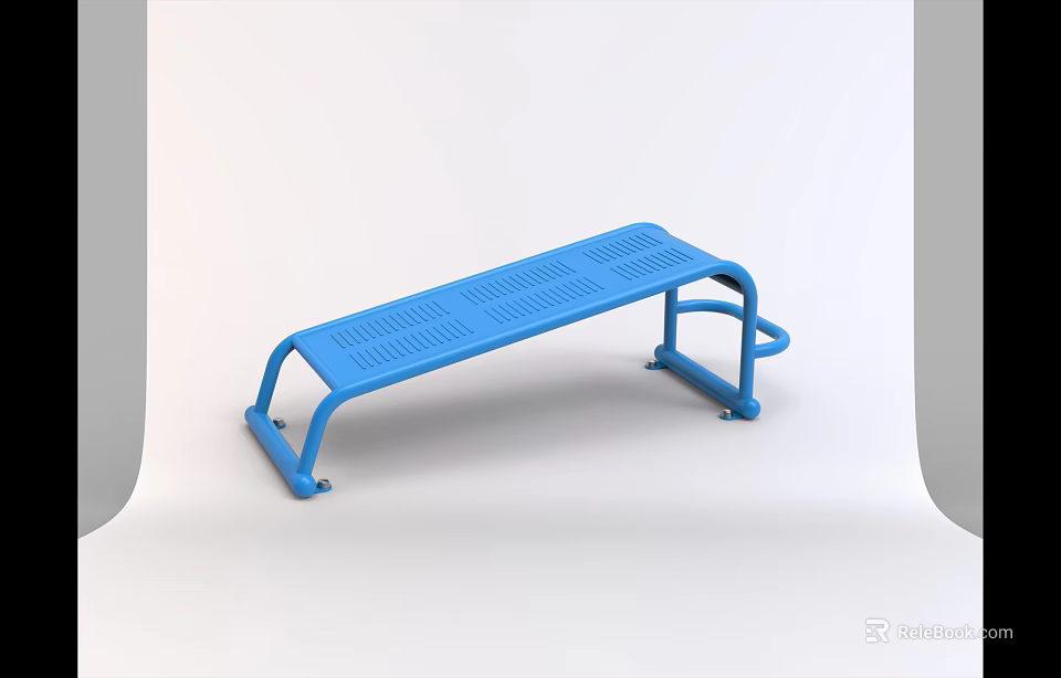 Blue Steel Outdoor Fitness Exercise Bench For Ergonomic Workout Training 3d model 