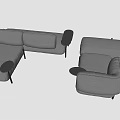 Modern Gray Upholstered Modular Sofa Set With Corner Section Armchair And Side Tables 3d model