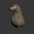 Playful Cartoon Hippo 3D Character Model In Standing Pose With Round Belly And Gray Background