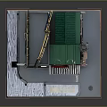 Detailed Miniature Building Model With Solar Panels Shop Sign And Striped Awning