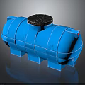 Blue Cylindrical Water Tank With Black Lid And Support Legs Structure