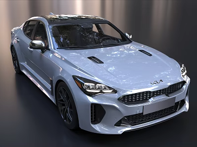 KIA Sporty Sleek Car With Modern Design Silver Exterior Stylish Headlights And Front Grille 3d model