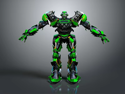 Green And Black Mechanical Robot With Futuristic Design And 3D Rendered Armor Parts 3d model