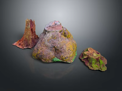 Natural Wood Stone Samples With Colorful Textures And Unique Organic Forms 3d model
