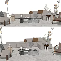 Modern sofa coffee table combination 3d model