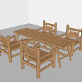 Natural Woven Table And Chair Set With Rectangular Table And Four Chairs