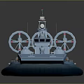 Blue Hovercraft Model With Large Propeller Fans And Detailed Deck Features 3d model