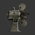 Vintage Silver Movie Projector With Round Reels Metal Base And Classic Design