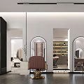 Elegant Modern Hair Salon Interior With Stylish Chairs Mirrors And Decorative Plants