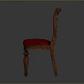 Classic Wooden Leisure Chair With Red Cushion Cross Back And Decorative Legs
