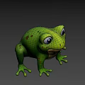 Cute Green Frog 3D Model on Blue Background with Animated Features 3d model