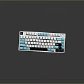 Modern Mechanical Keyboard With White Light Blue And Dark Blue Custom Keycaps Design