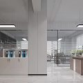 Modern Public Office Space With Desks Computers Windows Pendant Lights And Potted Plants