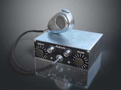 Military Weapon Control Device With Metal Box Microphone Knobs And Cable 3d model