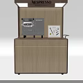 Modern Nespresso Wooden Display Cabinet With Coffee Machine And Information Card