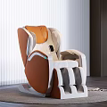 Modern Orange And White Massage Chair With Ergonomic Design On Round Rug