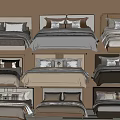 Modern Double Bed Interior Designs With Stylish Headboards And Decorative Pillows 3d model