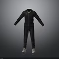 Black Sports Tracksuit Set With Hoodie Pants And White Sneakers