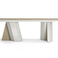 Modern Rectangular Dining Table With Geometric White Legs And Smooth Wooden Top 3d model