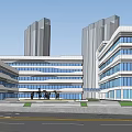 Modern Office Building Complex With Green Roofs Parking Area And Landscaping 3d model