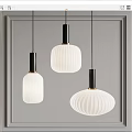 Modern Minimalist Pendant Lights With White Ribbed Shades And Black Metal Frames
