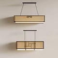 Modern Geometric Chandeliers With Rectangular Acrylic Shades And Black Frames Hanging 3d model