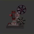 Vintage Computer Storage Device With Metal Structure And Reels On Base 3d model