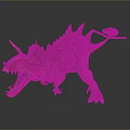 Roaring Fantasy Dinosaur Creature With Vibrant Red Purple Spikes Open Mouth And Tail Weapon