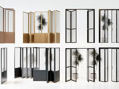 Modern Folding Doors With Glass Panels In Different Styles For Interior Design 3d model