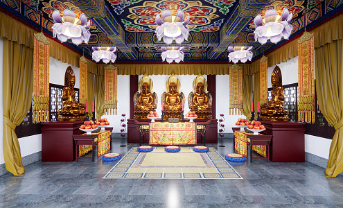 Chinese Buddhist Hall 3d model