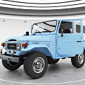 Blue Toyota Classic Off Road Vehicle With Large Tires And Retro Design