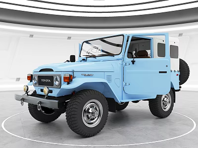 Blue Toyota Classic Off Road Vehicle With Large Tires And Retro Design 3d model