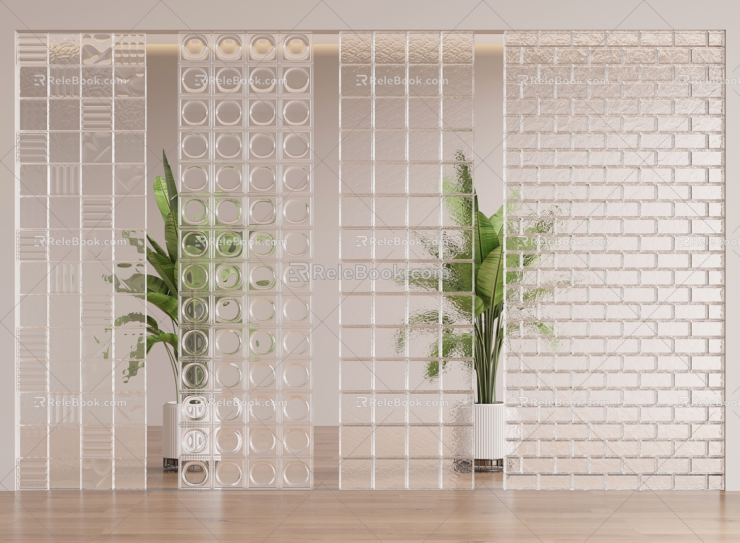 Glass brick screen partition 3d model