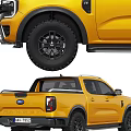 Yellow Ford Pickup Truck Shown From Multiple Angles 3d model