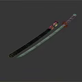 Traditional Katana Weapon With Black Scabbard White Handle And Silver Blade On Dark Background