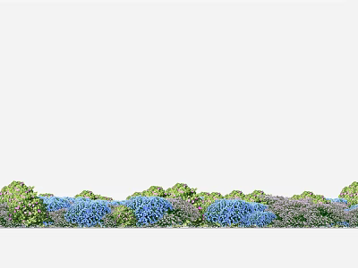 Vibrant Garden Scene With Blue Flowers And Lush Green Grass Plants 3d model