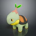 Cute Cartoon Style Turtle With Light Green Body Brown Shell And Pink Head Leaves