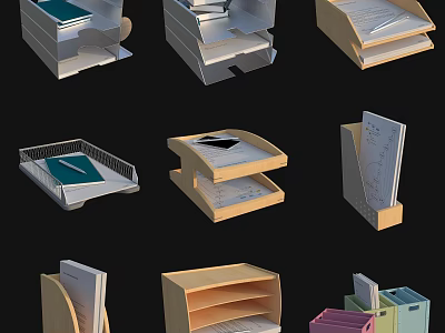 Various File Organizer Designs With Multiple Compartments For Office And Home 3d model