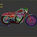 Red Motorcycle With Black Seat And Wheels On Gray Background Modern Design