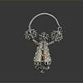 Decorative Metal Hanging Ornament With Intricate Filigree Design And Red Accent
