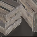 Two Wooden Slatted Storage Baskets for Home Organizing and Decorative Use