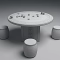 New Chinese Style Outdoor Table and Chair Round Stone Table 3d model