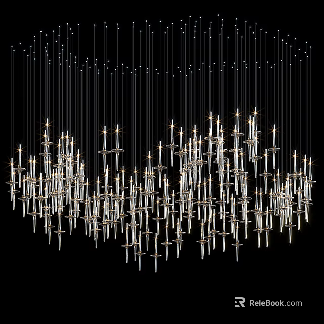 Elegant Modern Crystal Chandelier With Hanging Spikes And Bright Illumination Design 3d model 