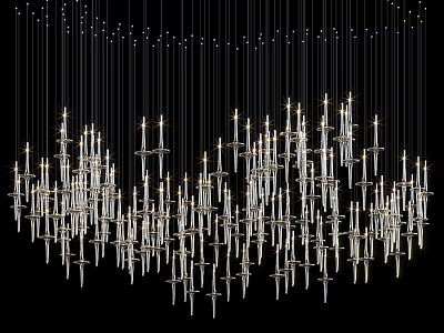 Elegant Modern Crystal Chandelier With Hanging Spikes And Bright Illumination Design 3d model