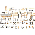 Various Types of Sports Equipment Including Treadmill Dumbbells Parallel Bars and Climbing Frames