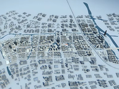 Aerial View of Urban City Layout With Dense Buildings and Streets 3d model