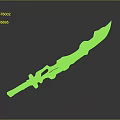 Blue Glowing Sword With Wavy Blade And Detailed Hilt Modern Fantasy Weapon Design