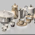 Elegant Porcelain Tea Set Collection With Gold Accents Teapot Cups And Saucers